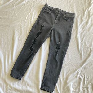 A&F High Rise Super Skinny Distressed Jeans